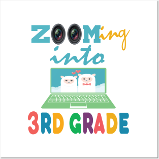 zooming into 3rd grade.Virtual 3rd grade back to school Posters and Art